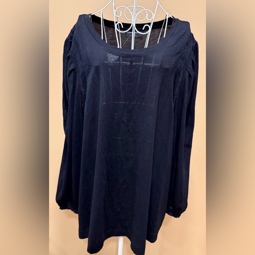 Lane Bryant Black Swing Top Scoop Neck Long Sleeve Blouson 26/28